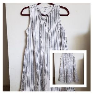 Stripe Flowy Dress with Front Strings